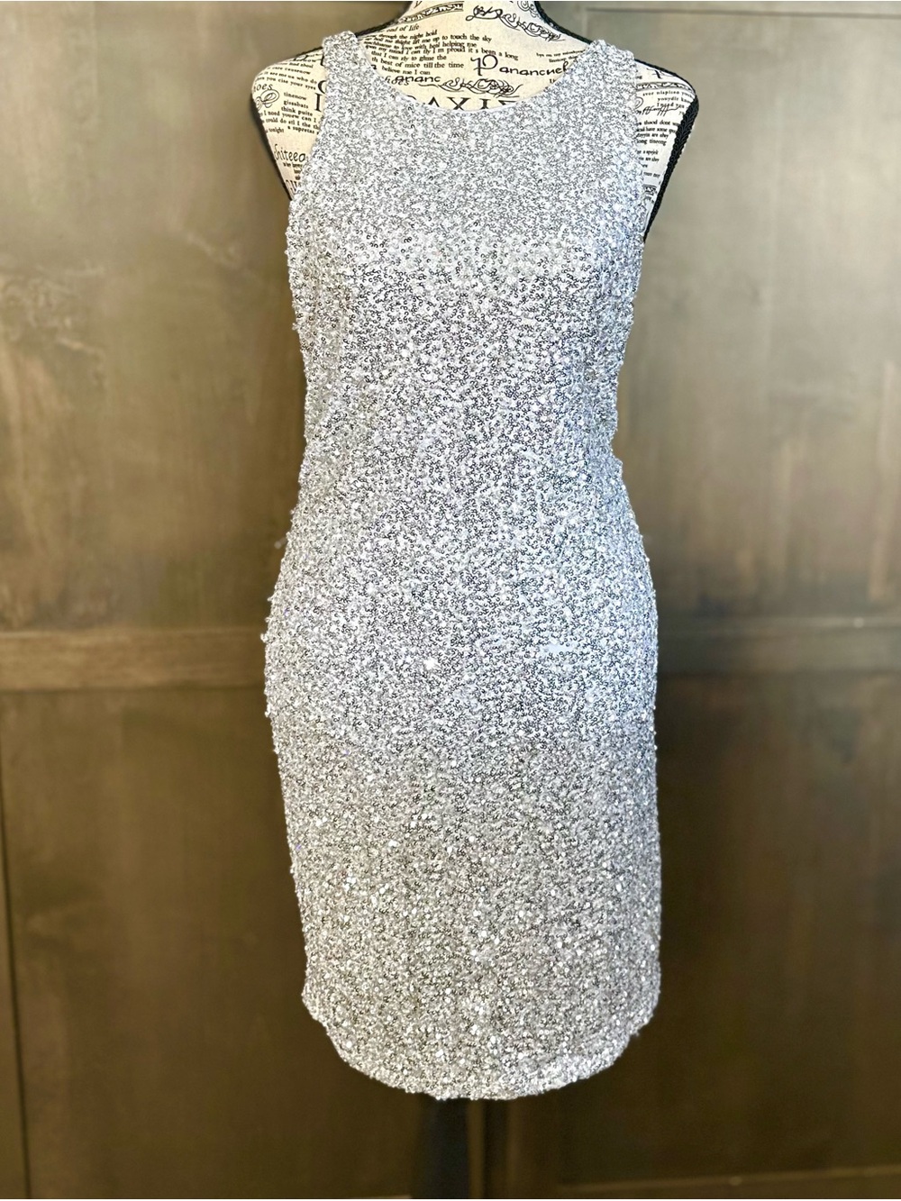 Abound Silver Sequin Mini Dress size Large